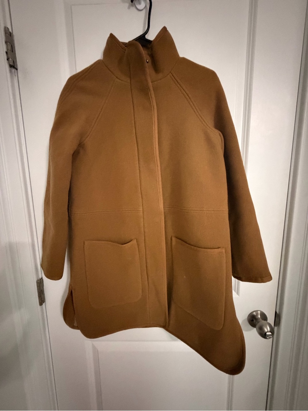 Madewell-Women’s Camel Brown Funnel Neck Coat - Classic Winter Jacket-xxs